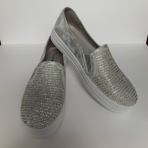 skechers double up shiny dancer black